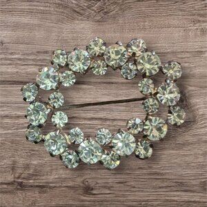 Vintage Rhinestone Oval Brooch Pin Made In Germany Estate